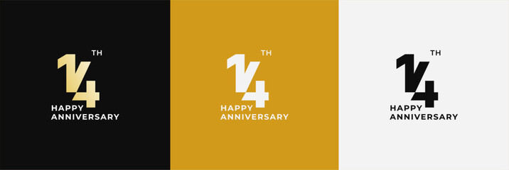 Logo 14th, 14 years anniversary, Creative design for celebration, birthday, greeting and invitation. Editable file