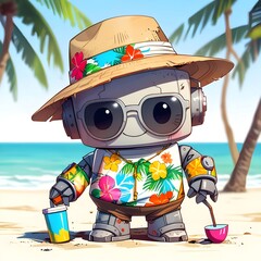 Wall Mural - Robot on Vacation