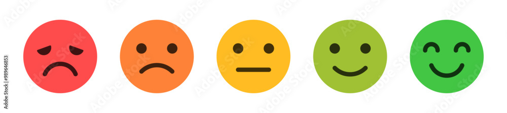 Feedback emoticons emojis. Smiley icon set , happy, neutral, sad, emoji ...