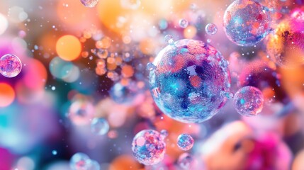 Poster - A vibrant abstract image featuring colorful bubbles against a blurred background.