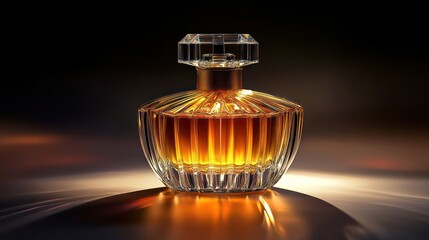 Canvas Print - A beautifully designed perfume bottle reflecting light, showcasing elegance and luxury.