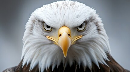 Canvas Print - Close-up of a majestic eagle with intense eyes and a detailed feathered head.