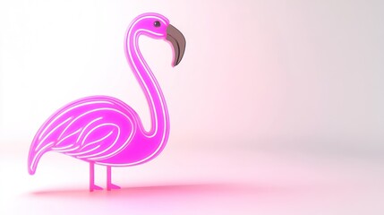 Poster - A neon pink flamingo sculpture against a soft gradient background.