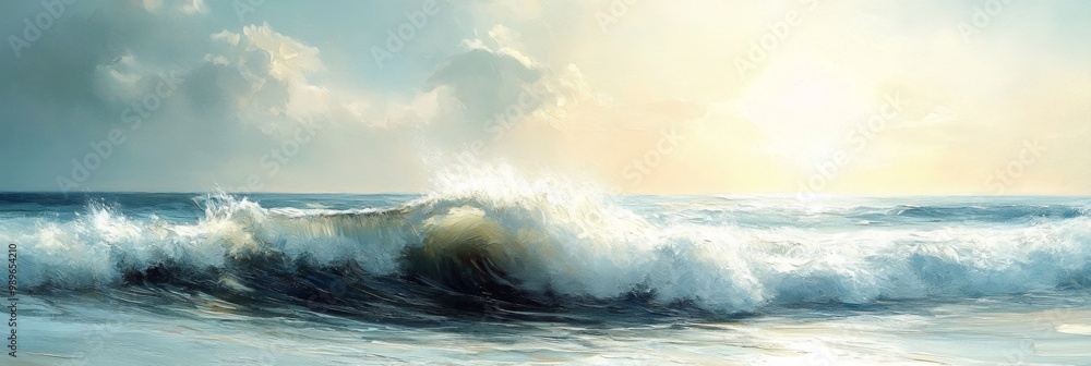 Gangle Wave Gentle Wave on Shore, a serene scene of a wave softly breaking on the ...