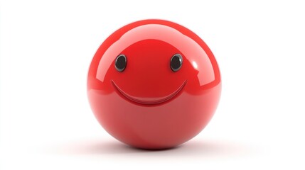 Poster - A glossy red smiley face ball with a cheerful expression, symbolizing happiness and positivity.