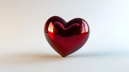 Poster - A shiny red heart sculpture on a light background, symbolizing love and affection.