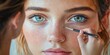 © paisorn - Artist refining a portrait in a softly blurred studio, vibrant colors blend with meticulous detail, creating a captivating work of art