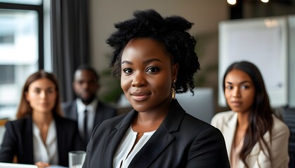 Confident Black Woman Leading Legal Team in Professional Office Setting