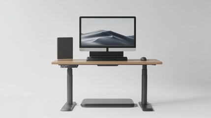 Poster - A modern workspace featuring a desk, monitor, keyboard, and computer setup.