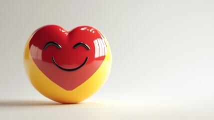 Poster - A glossy heart-shaped figurine with a smiling face, symbolizing love and positivity.