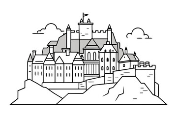 Edinburgh Castle Vector Line Art Iconic Scottish Landmark in Minimalist Style