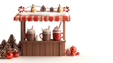 Wall Mural - A festive drink stall featuring holiday-themed beverages and decorations.