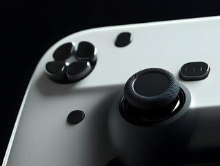 Close-up of a minimalistic gaming controller.


