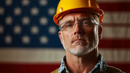 A man wearing a yellow hard hat