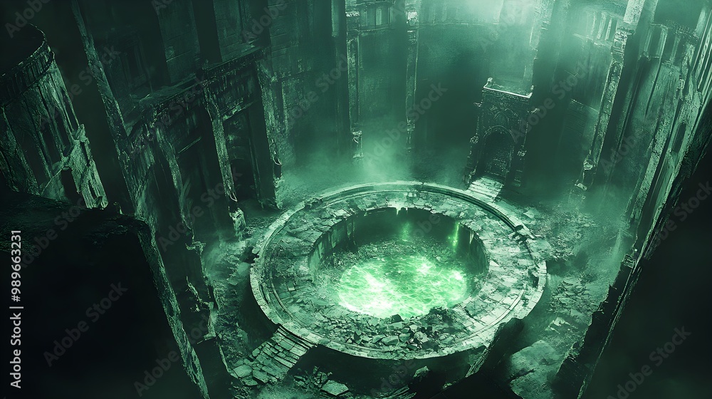 A dungeon filled with treasure and ancient traps, the circular chamber ...