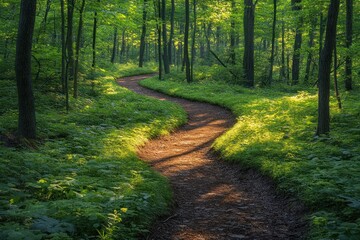 Canvas Print - Winding Path Through a Lush Green Forest