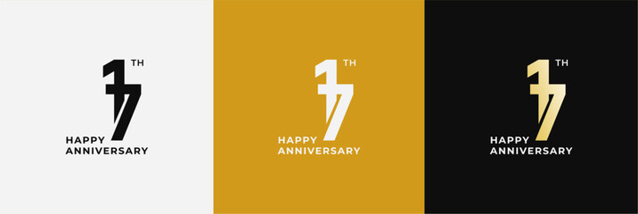 Logo 17th, 17 years anniversary, Creative design template for celebration, greeting and invitation. Editable file