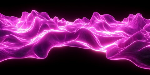 Abstract pink wave-like structure with glowing edges.