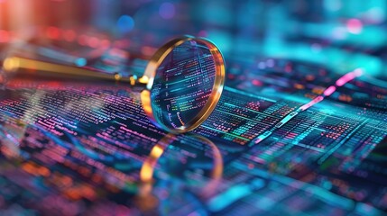 Magnifying Glass Over Colorful Code Lines