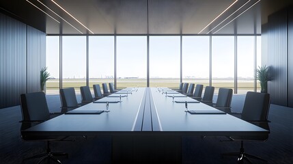 Wall Mural - Modern Conference Room with Airport View