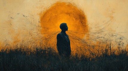 Canvas Print - Man Standing in a Field