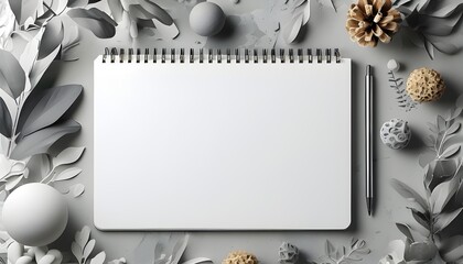 Abstract light halftone pattern on a white and grey notebook page with a minimalist design and textured paper background