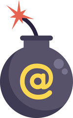 Sticker - Round black bomb with a lit fuse is waiting to detonate an email symbol