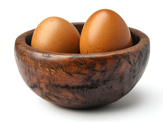 a bowl with two eggs in it

