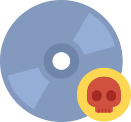 Wall Mural - Digital illustration of a cd rom with a skull icon, representing a potential digital threat or cyber attack