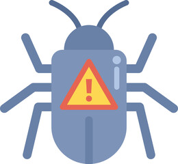 Canvas Print - Stylized computer bug is showing a warning sign on a screen, a possible security breach