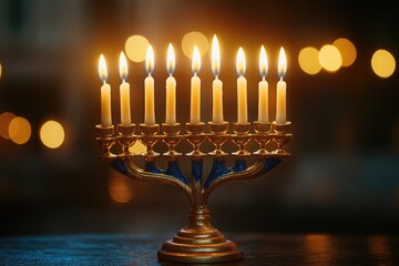 Hanukkah light tradition: Star of David, candles burn bright, celebrating faith, heritage, and the lasting spirit of unity, spreading joy and peace during the cherished days of the holiday