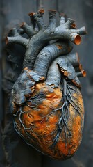 Wall Mural - A Sculptural Heart: A Dark and Detailed Representation of the Human Heart