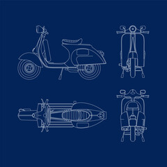 Stylized vector illustration of blueprints motorcycle. Vector eps 10