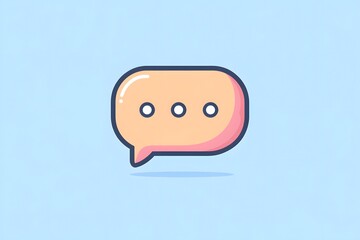 An isolated flat design of a chat bubble with three dots, using clean lines and a simple color palette to represent messaging or communication