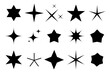 © Лена Полякевич - Star shape collection. Abstract star icons. Geometric black silhouettes. Vector star symbols.