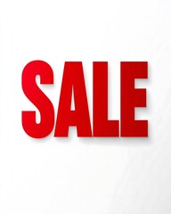 Bold Red SALE Sign Isolated on Clean White Background