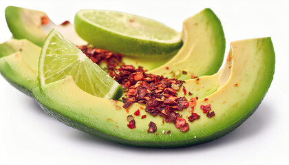 Wall Mural - Avocado Slices with Lime and Chili Flakes