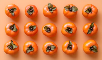 Wall Mural - persimmons, light orange background, Generative AI