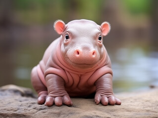 baby hippo in zoo