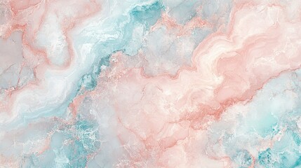 Poster - Continuous marble texture with a pastel sorbet color palette suitable for use as a wallpaper or background, with pastel sorbet colors like soft pink, baby blue, and mint green 