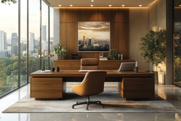 Sticker - Modern Office with City View