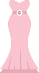 Poster - Long pink dress with belt, perfect for prom or a wedding party