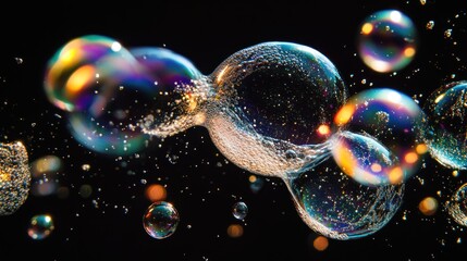 Wall Mural - Abstract Soap Bubbles with Rainbow Hues