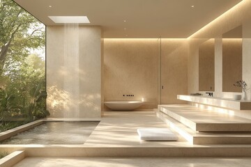 Poster - Luxury Bathroom Design with Natural Light and Rain Shower