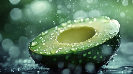 Wall Mural - Water Droplets on an Avocado Half