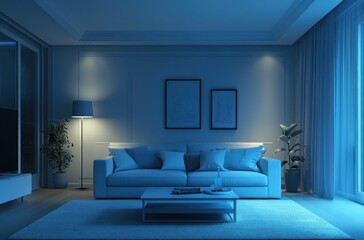 Modern Living Room Interior Design at Night