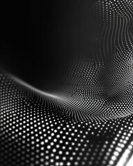 Wall Mural - Abstract pattern of dots creating a wave-like texture in black and white.