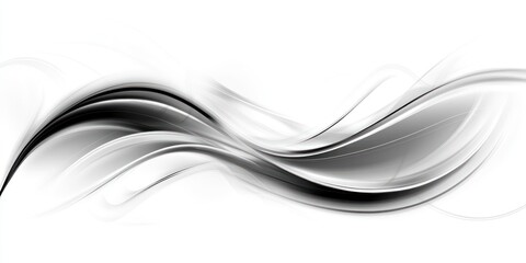 Wall Mural - A sleek, abstract design featuring flowing black and white waves.