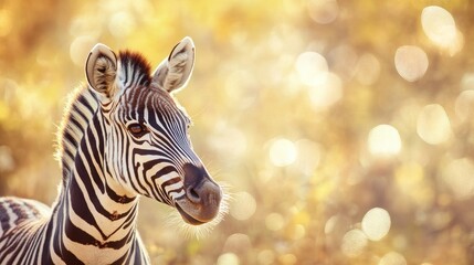 Wall Mural - Zebra in Golden Light