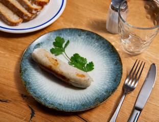 Wall Mural - Sausage fried from pork meat served on platter